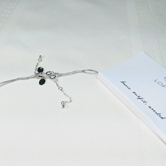 NWT Loft Metallic Beaded Layered Necklace Set Silver Tone - Picture 5 of 7